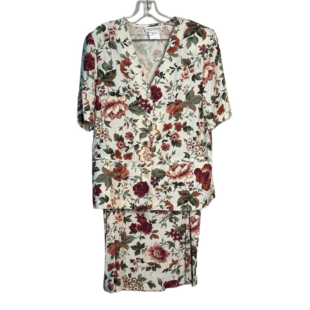Vintage Floral Short Sleeves Jacket & Skirt 12